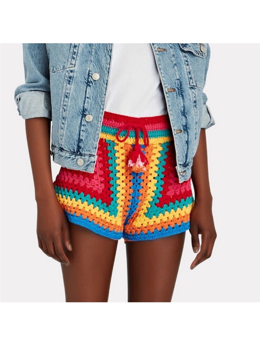 NWT FARM Rio Striped Scarf Crochet Shorts multi color  size small - Picture 9 of 15